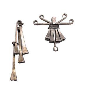 Vintage 1960s Horseshoe Nail Pendant Steel 2.25" from UK VGC + Extra Nails